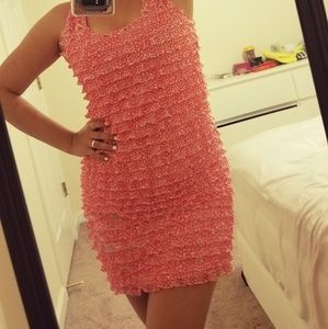 Pink ruffles mini dress